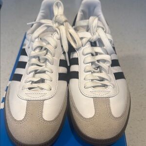 Adidas White and Black Sambas Sneakers